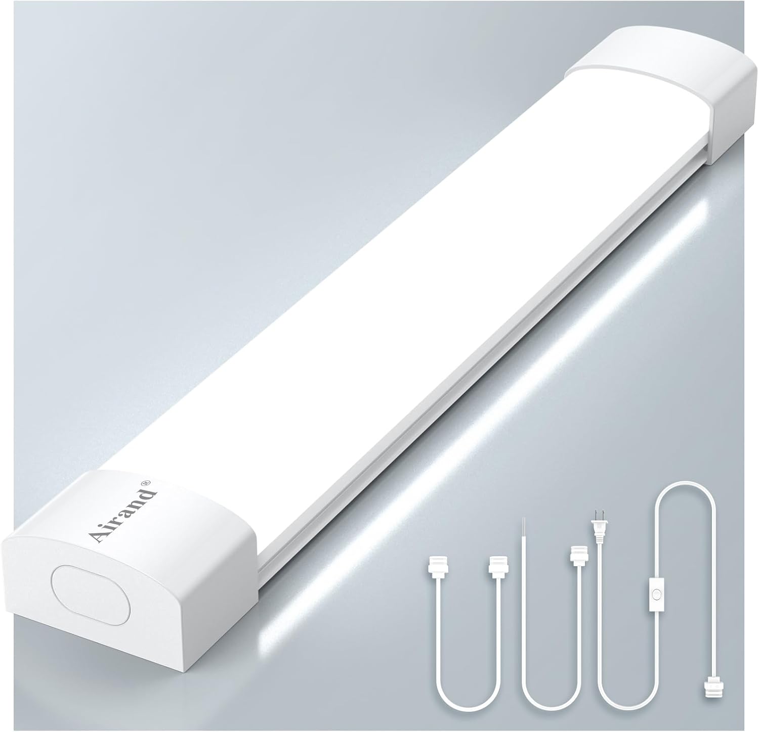 Airand Lámpara enchufable de 5000 K, 1.47 pies, tubo de luz LED enlazable, luces LED de gabinete con interruptor de NOapagado, luz LED de armario
