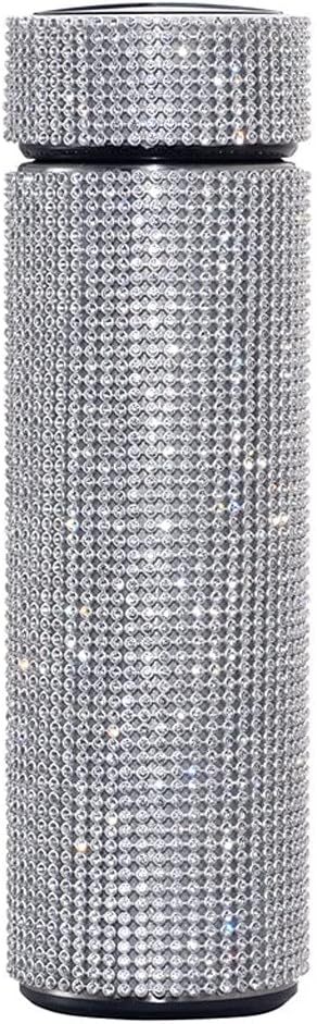 Nuevo Smart Diamond Thermos Pantalla de temperatura táctil Frasco de vacío de acero inoxidable Botella de agua Taza de café Taza de termo (Plata)