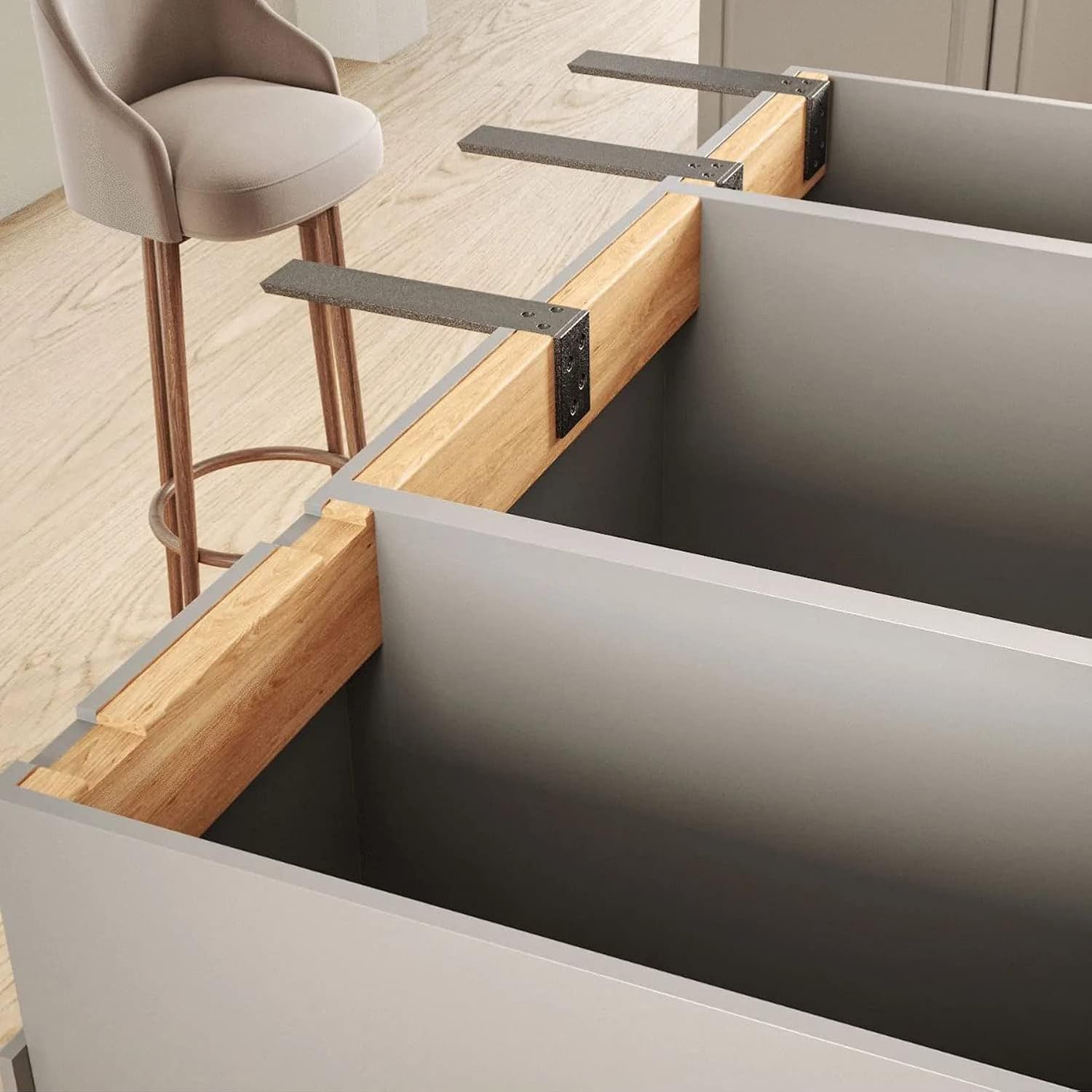 Soporte para encimera, paquete de 2 unidades de soporte oculto de alta resistencia para encimera, soporte de estante de 10 x 6 x 2 12 pulgadas,
