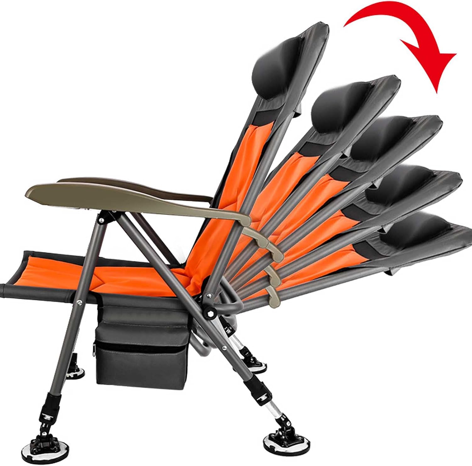 TEmkin Silla reclinable, silla de pesca portátil, asiento de camping plegable, sillón fuerte, respaldo ajustable, disponible en todas las