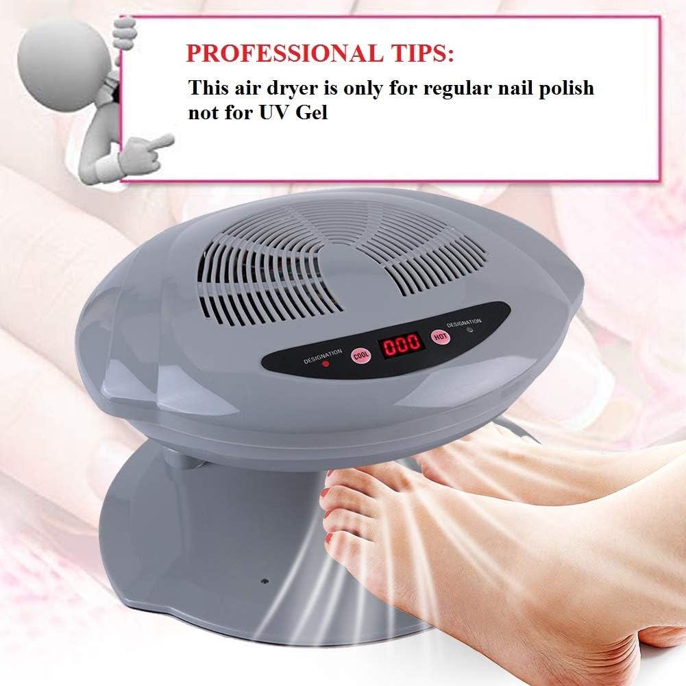 Secadora de esmalte de uñas, secadora de esmalte de uñas de 400 W, sensor de temperatura, secadora de esmalte de uñas para manos y pies, 2 en 1,