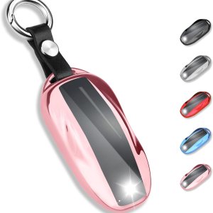 QBUC Funda para llavero Tesla con llavero de TPU suave, funda de protección compatible con Tesla Model S (rosa) QBUC Funda para llavero Tesla con llavero de TPU suave, funda de protección compatible con Tesla Model S (rosa)