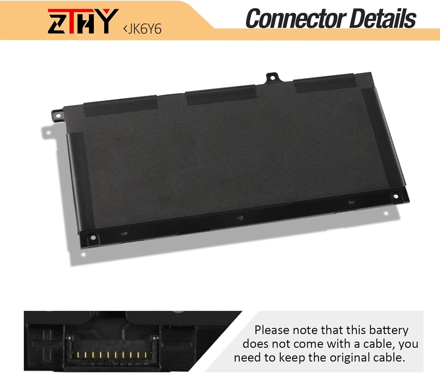 ZTHY JK6Y6 – Batería de repuesto para laptop Dell Latitude 3410 3510 Vostro 5300 5401 5501 Inspiron 5300 5401 5408 5501 5508 5400 7405 7300 7500 2