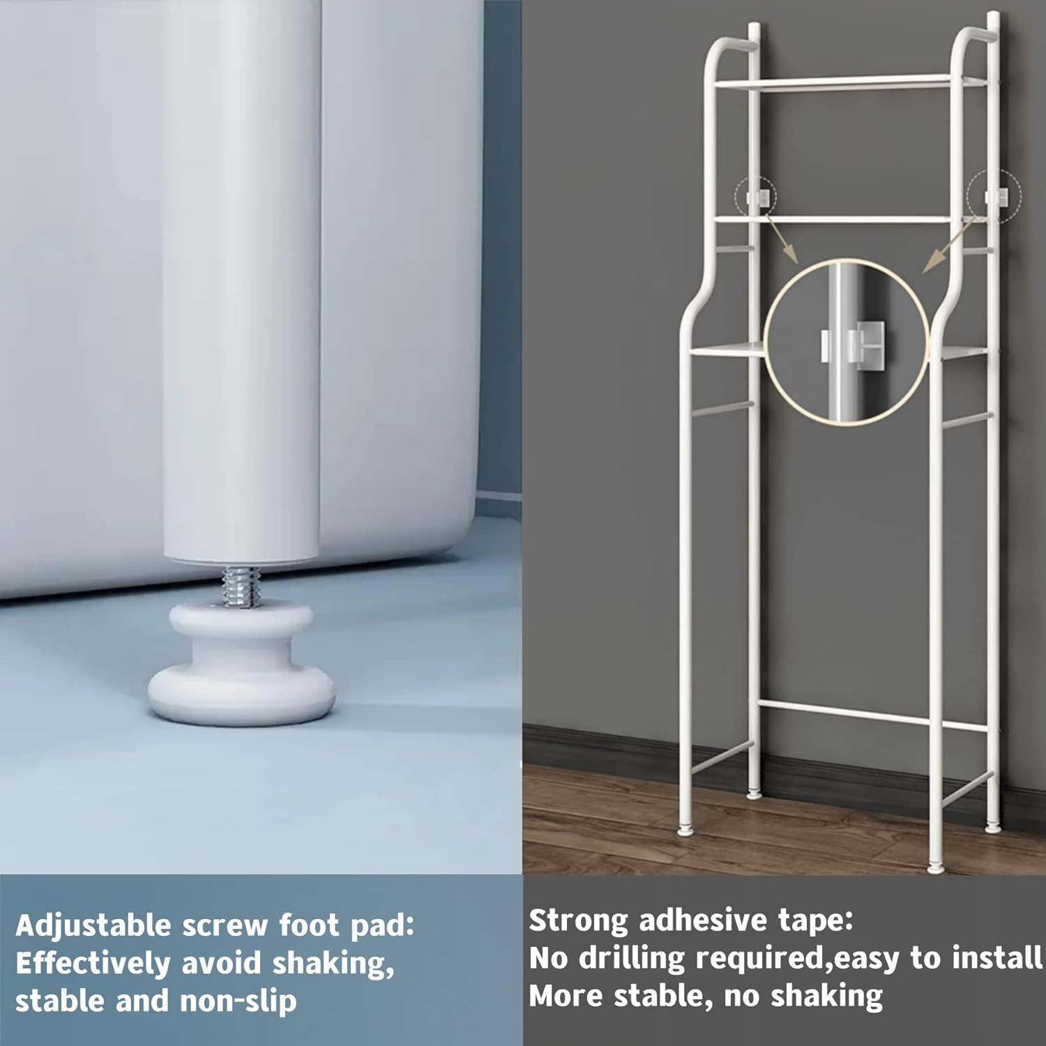 Estante de almacenamiento sobre el inodoro, estante organizador de baño multifuncional de 3 niveles, estantes de almacenamiento estables, fácil
