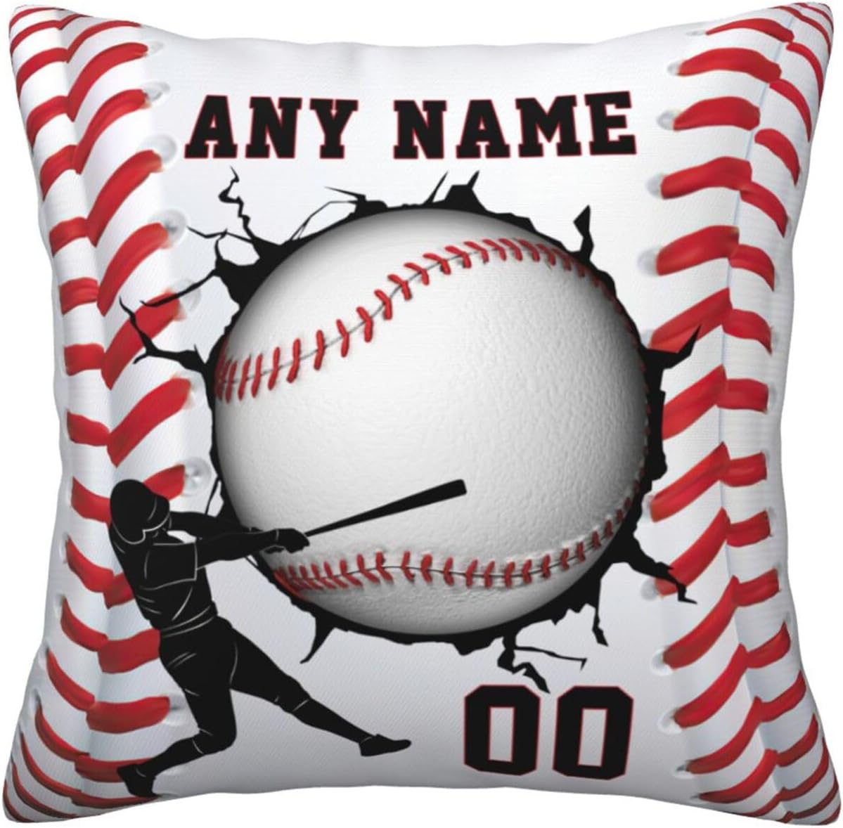 Fundas de almohada personalizadas con nombres de béisbol, fundas de almohada personalizadas, fundas de almohada de tamaño estándar 12 x 12 pulgadas