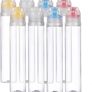 RAYNAG Paquete de 8 botellas de miel reutilizables de plástico para apretar con tapas abatibles, dispensador de condimentos para salsa de salsa de RAYNAG Paquete de 8 botellas de miel reutilizables de plástico para apretar con tapas abatibles, dispensador de condimentos para salsa de salsa de