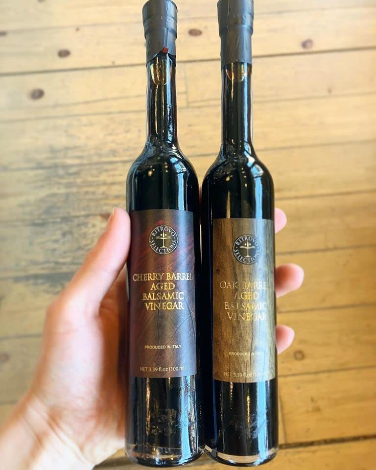 Ritrovo Selections Vinagre balsámico envejecido, 3.39 onzas líquidas (cereza añejada en barril)
