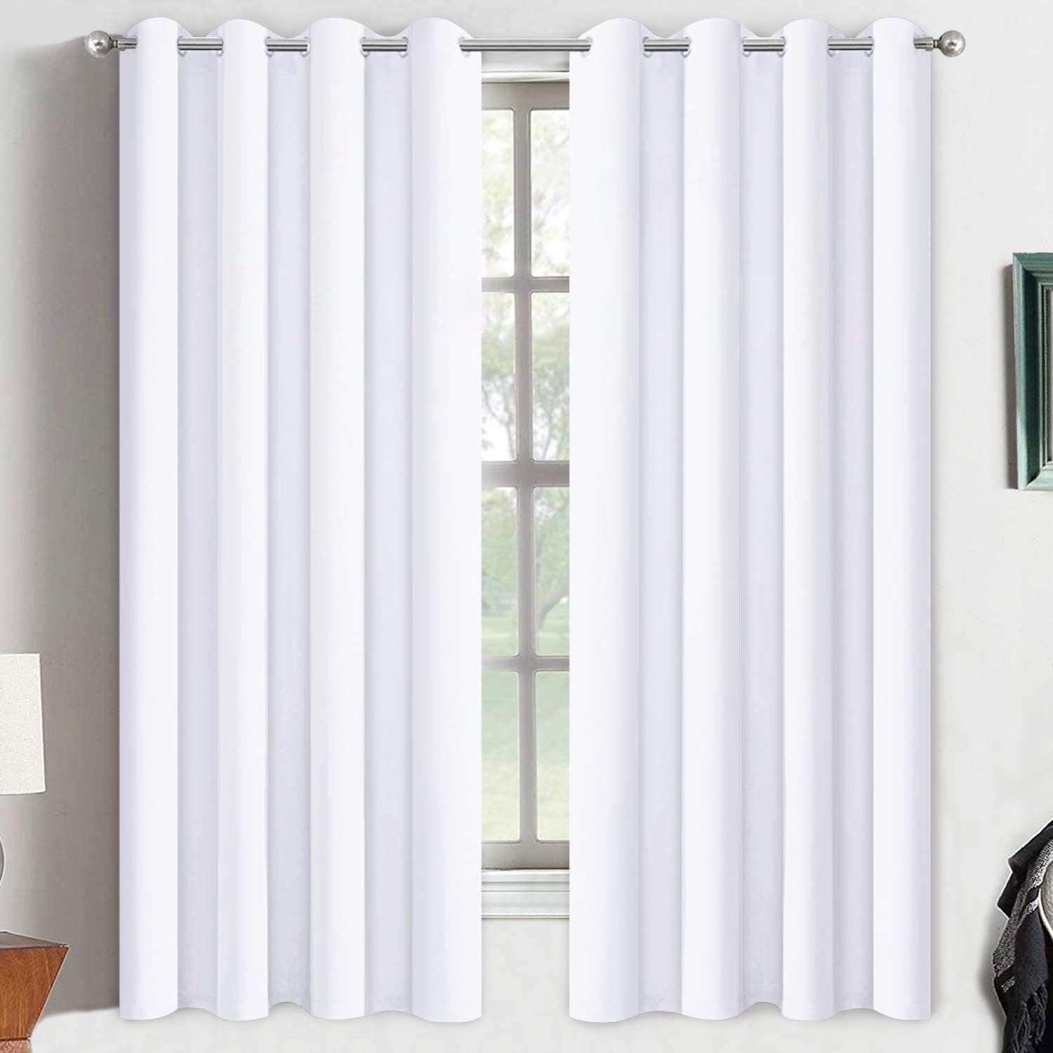 Yakamok – Cortinas con aislamiento térmico, con ojales, para oscurecer dormitorio o sala de estar, 2alzapaños, 2paneles incluidos, 52 x 63pulgadas,