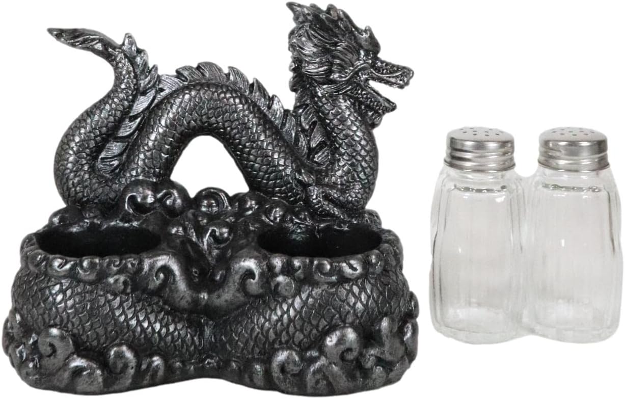 Ebros Gift Heavenly Spice – Juego de saleros y pimenteros semimetálicos de colores orientales, góticos orientales, monta sobre las nubes, 6.25