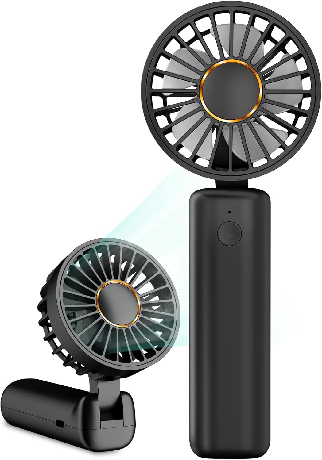 Hssio Ventilador de mano portátil, mini ventilador de escritorio plegable de 2000 mAh, rotación de 180, 3 velocidades, ultra silencioso, hasta 8