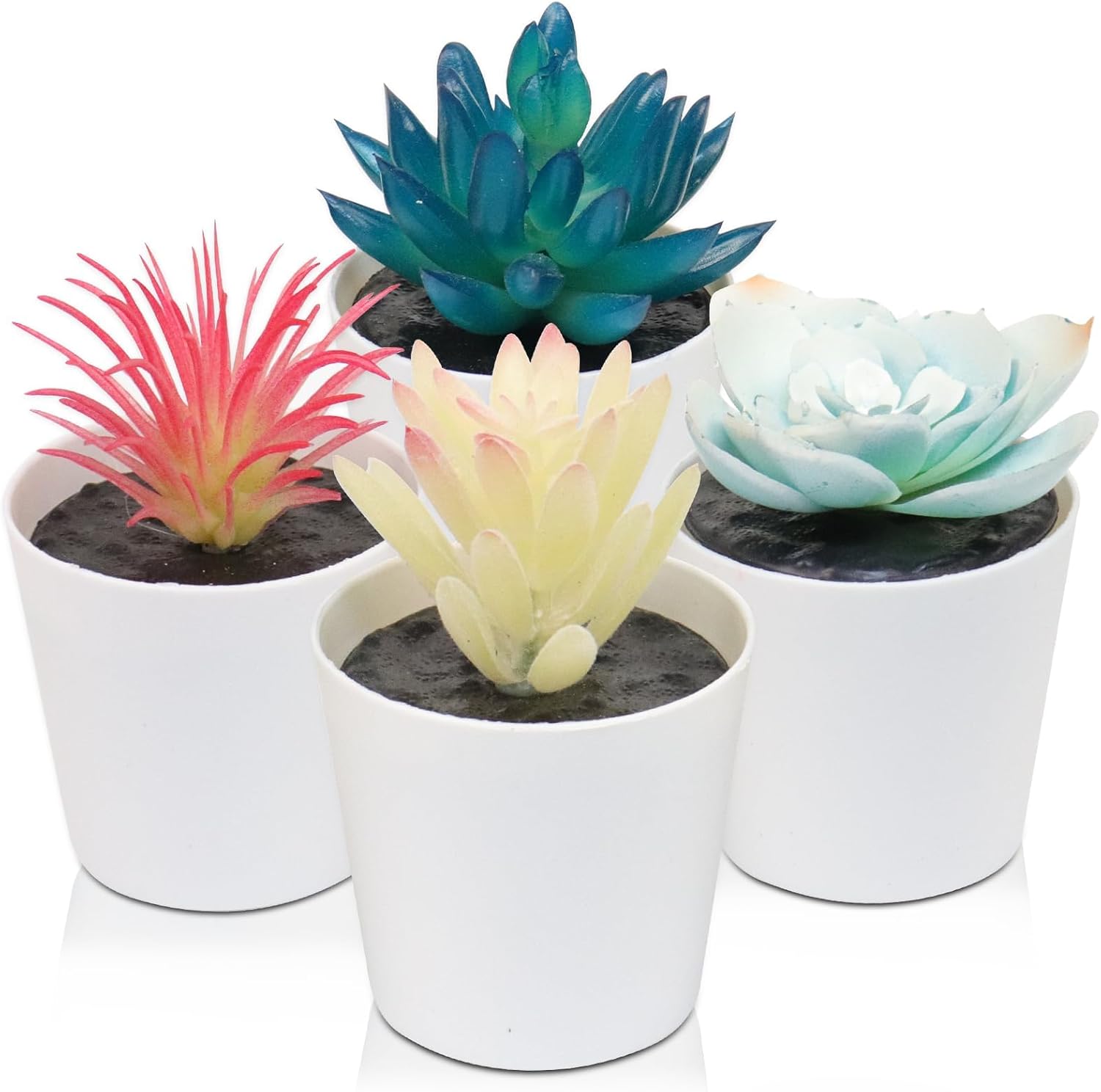 Uguisu Flores coloridas en maceta falsas, suculentas artificiales, suculentas falsas, pequeñas plantas falsas, coloridas plantas suculentas