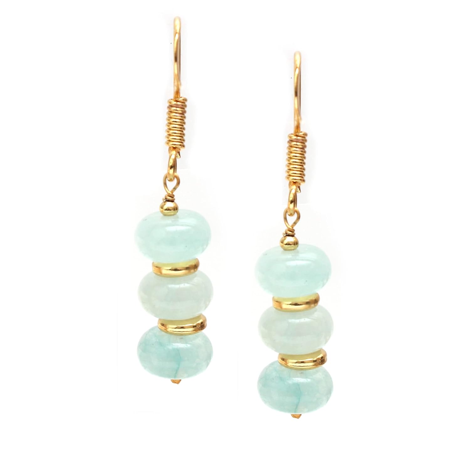 Gempires Mother’s Day Gift Natural Aqua Chalcedony in 14k Yellow Gold Plated Drop Dangle Earring For Women – Healing Gemstone Jewelry for Women