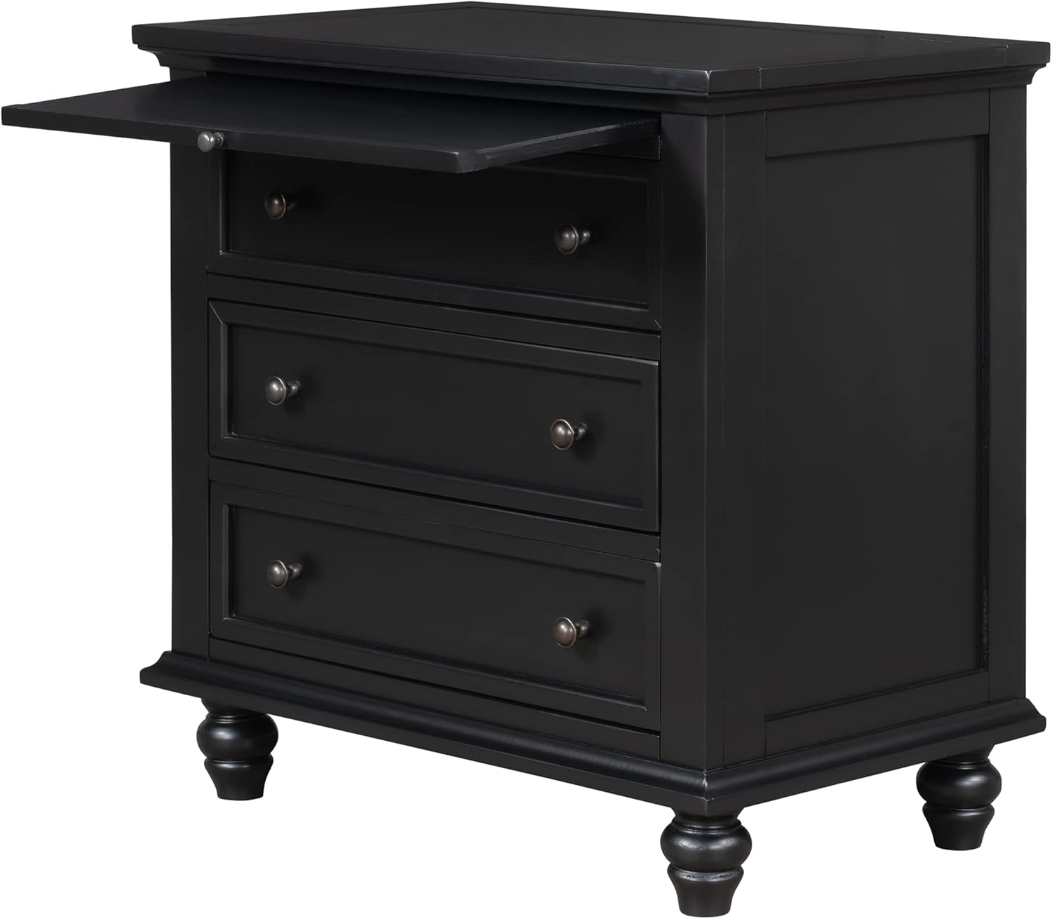 Harper & Bright Designs Mesita de noche con 3 cajones para dormitorio, mesita de noche con bandeja extraíble, cómoda lateral moderna de madera para