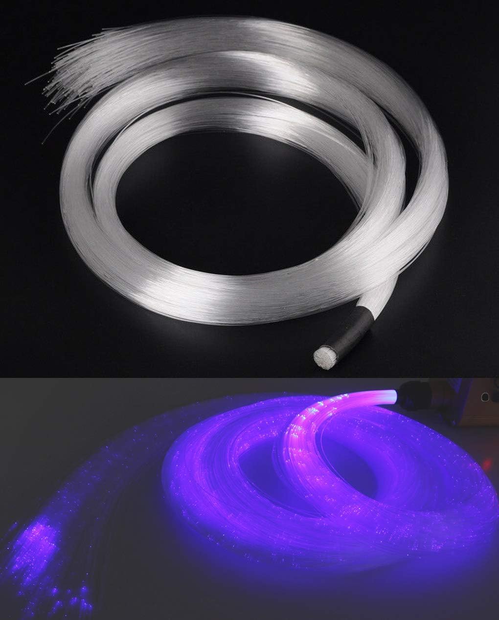 AZIMOM 450pcs 0.03in 13.1ft PMMA cortina de fibra óptica de plástico cascada cable de luz punto de flash hilos de fibra óptica brillo lateral
