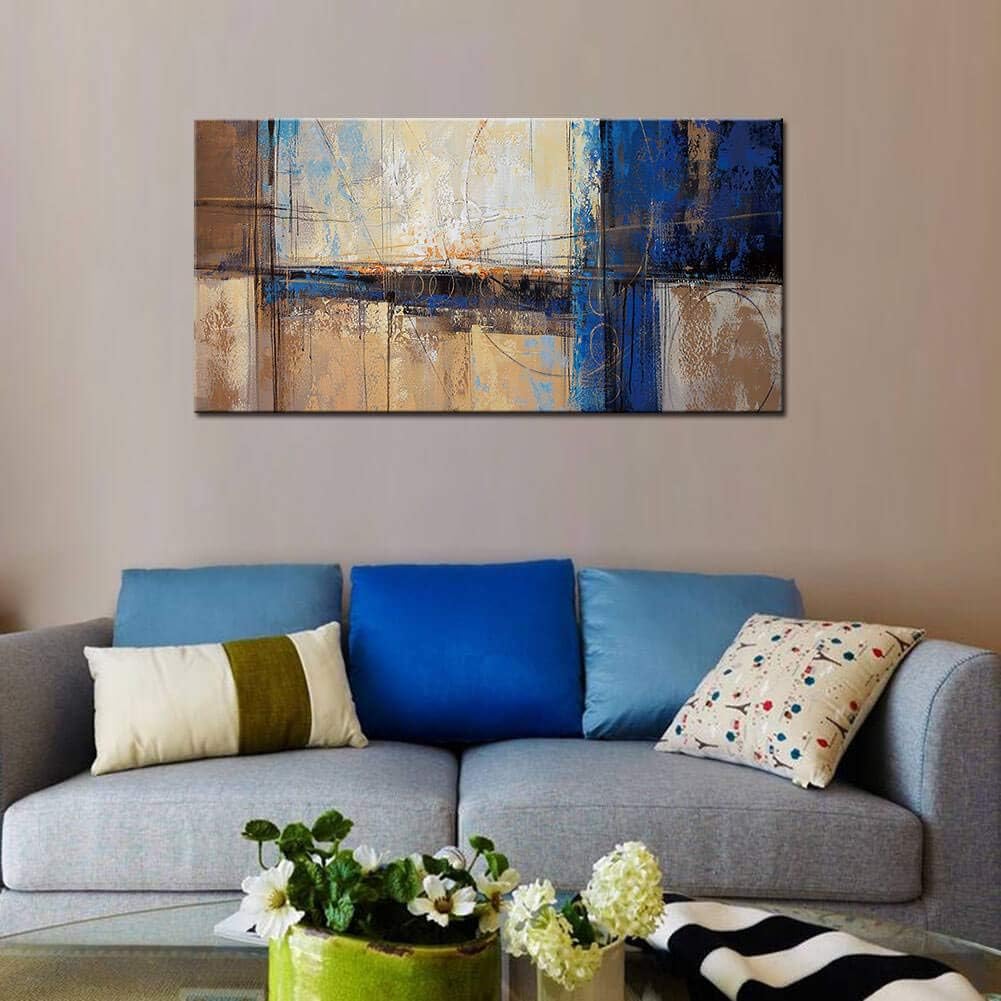 Pogusmavi Lienzo abstracto de pared para sala de estar, decoración grande, decoración moderna de pared, obra de arte para el hogar, dormitorio,