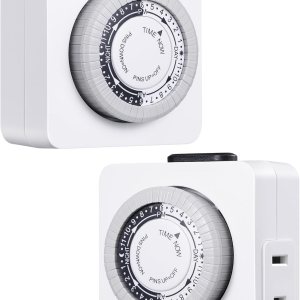 DEWENWILS Temporizadores mecánicos enchufables de ciclo de 24 horas, temporizador de salida para interiores, temporizador programable para tomas de DEWENWILS Temporizadores mecánicos enchufables de ciclo de 24 horas, temporizador de salida para interiores, temporizador programable para tomas de