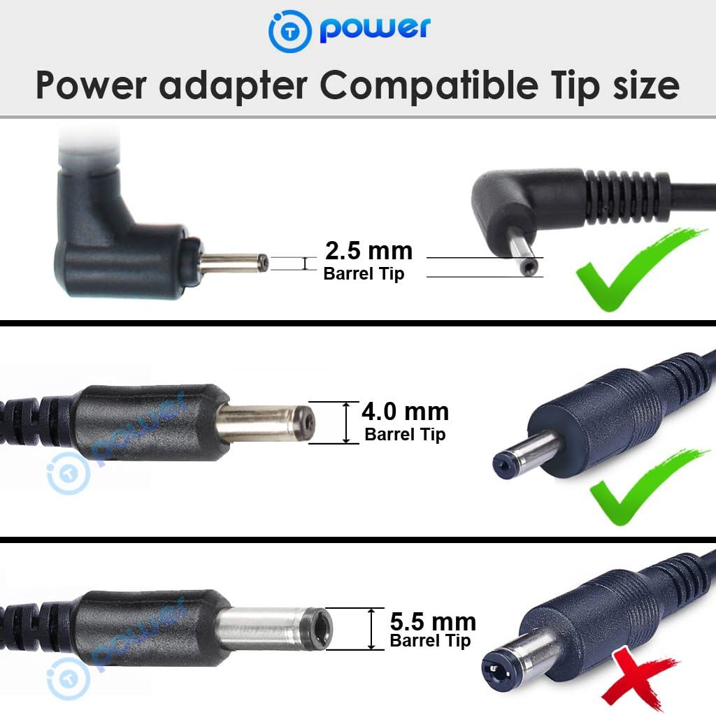T-Power Cargador de 19 V para ASUS de doble banda RT-N66U RT-N65U RT-AC66U RT-AC68U RT-AC68W RT-AC68P RT-AC68R N750 N900 AC1750 AC1900 Gigabit Wi-Fi