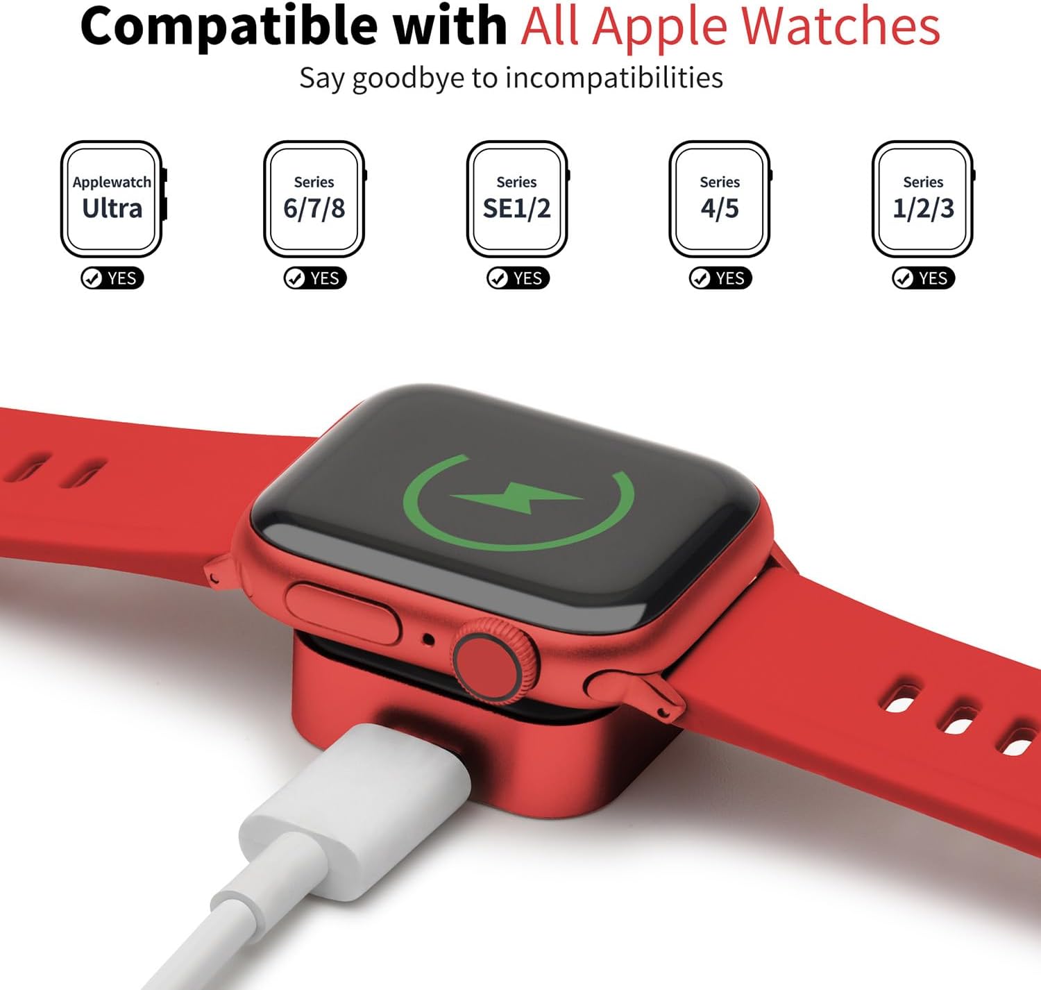 Lovandare Adaptador de cargador magnético para Apple Watch, reutilización USB-C o iPhone Cable de carga rápida, carcasa de metal, portátil,