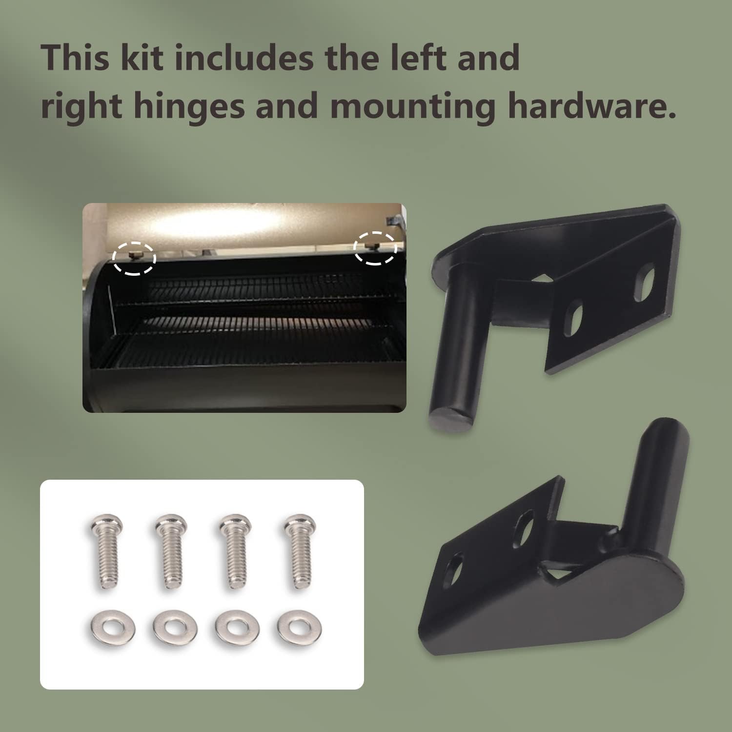 Kit de bisagra de tapa, 1 lado izquierdo y 1 bisagra lateral derecha, compatible con muchas bisagras de modelos de parrillas Traeger, accesorios de
