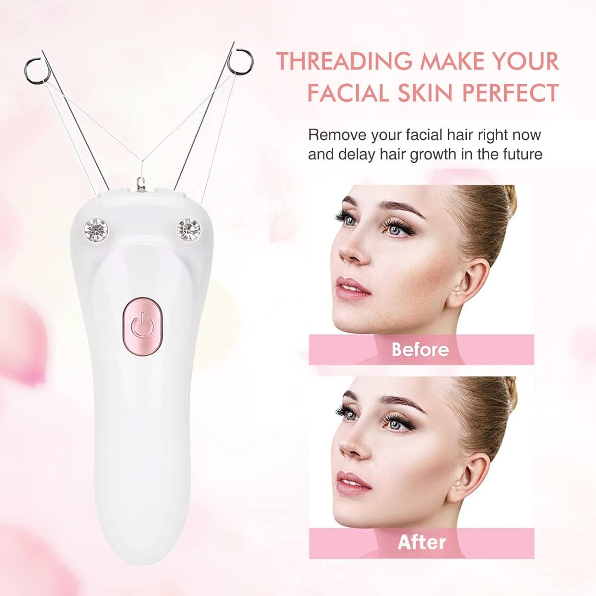 Removedor de vello facial, depiladora eléctrica inalámbrica para mujer, depiladora de hilo facial, depiladora de belleza para mujer, removedor de