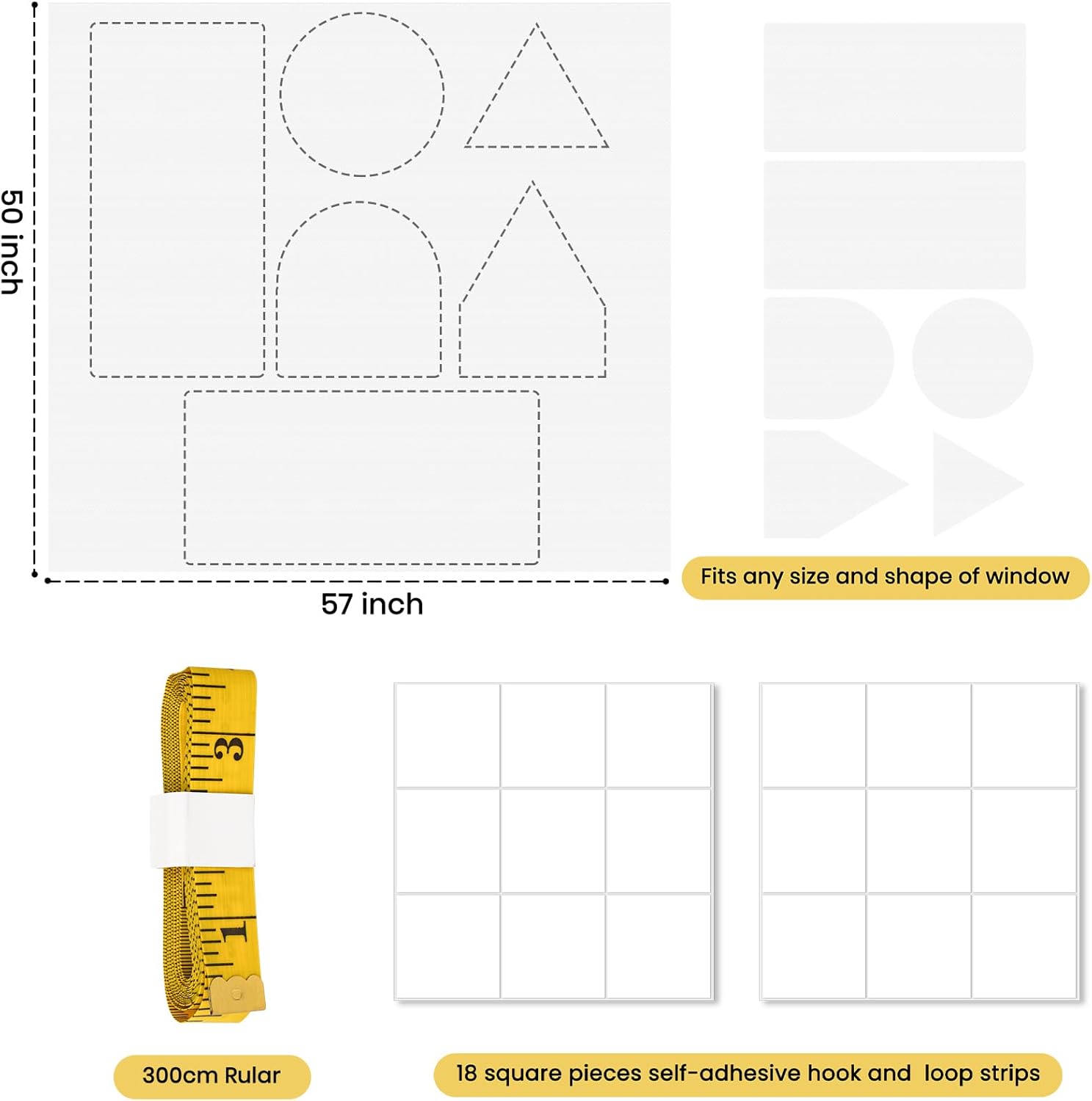 RRM Cortinas opacas para dormitorio, cortinas opacas de 50 x 57 pulgadas con cintas de velcro para cubierta de ventana 100% opaca, cortinas opacas