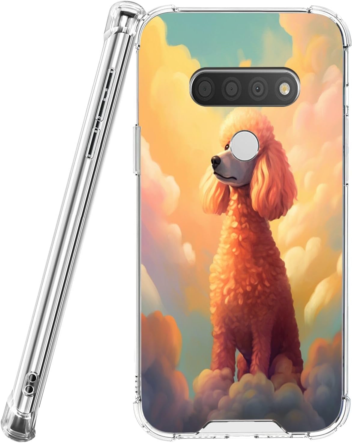DAFEI Funda transparente para LG Stylo 6 con diseño de perro caniche aa10, bolsa de aire transparente de cuatro esquinas, reforzada contra arañazos