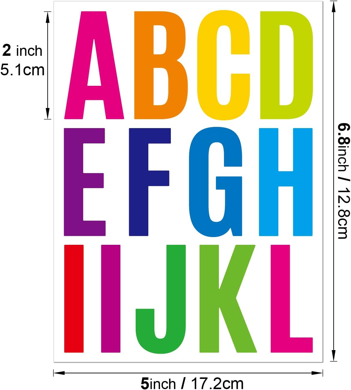 24 hojas de calcomanías de letras del alfabeto, 10 colores, autoadhesivas, material de poliuretano colorido, sensación convexa (calcomanías de