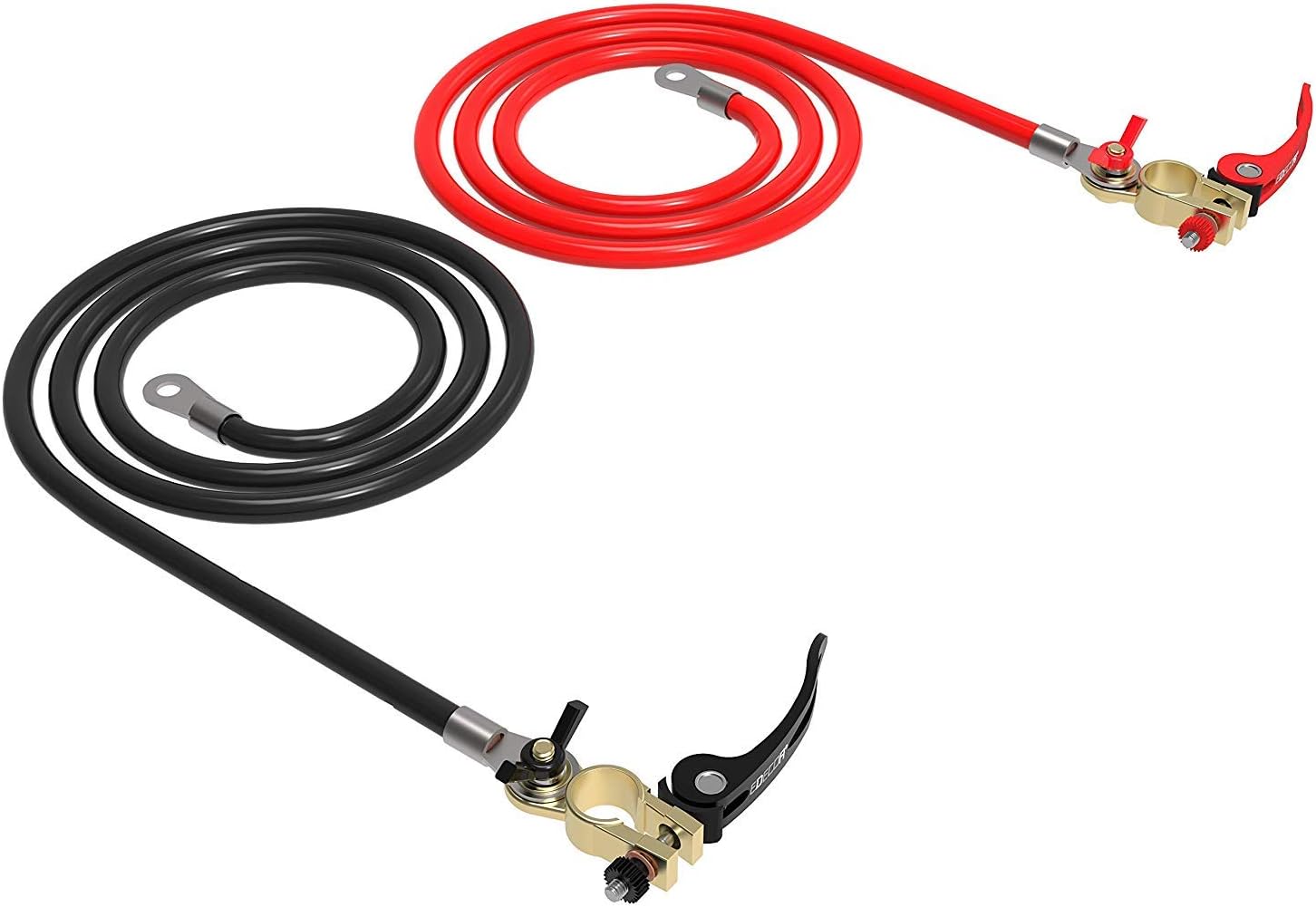 EDECOA Cables de batería 3 AWG 3.3 ft de cobre puro Inverter Cables para coche, inversor de corriente, RV, barco