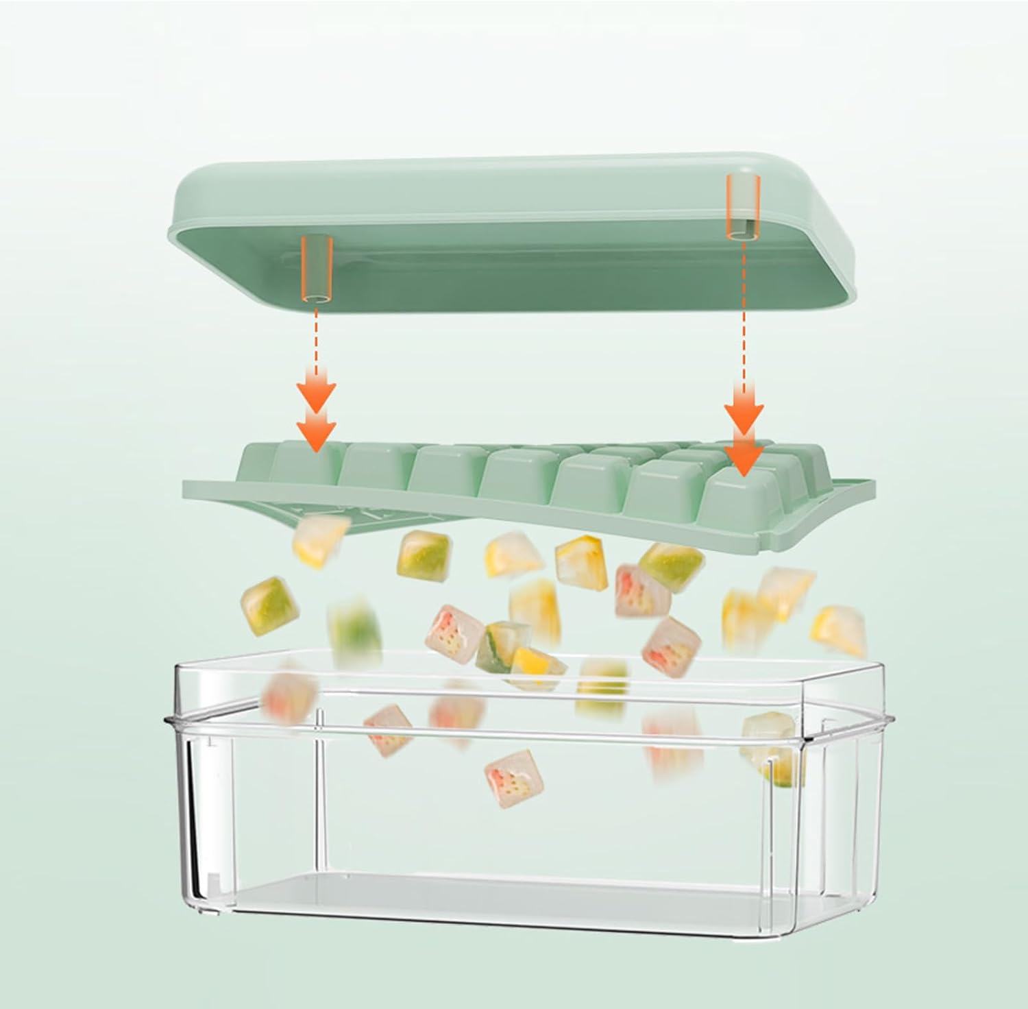DAYHAP Bandeja para cubitos de hielo con tapa, bandejas de hielo para congelador, molde para máquina de hielo con recipiente, 60 bandejas de hielo