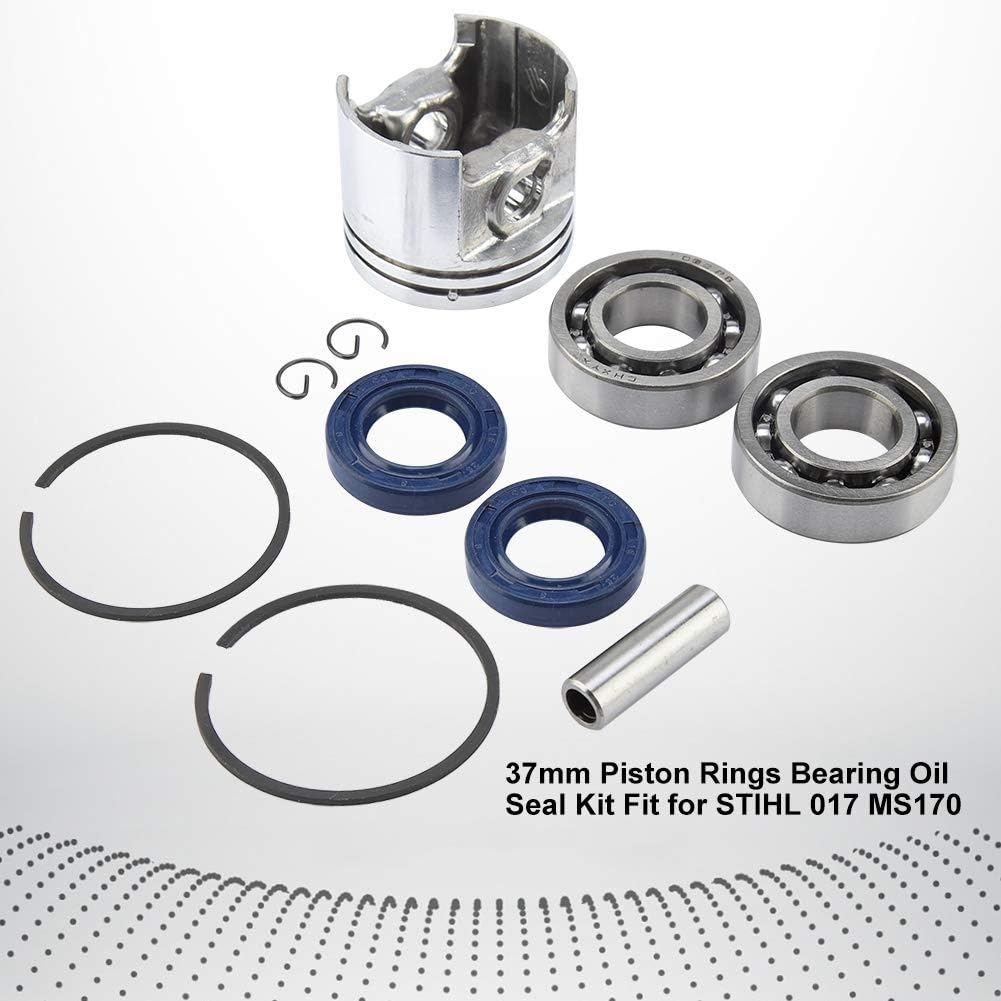 TOPINCN 37mm Piston Rings Bearing OilKit for STIHL 017 MS170 Chainsaw, OilBearingsCarburetor Replacement for Grass Cutter and Lawn Mower