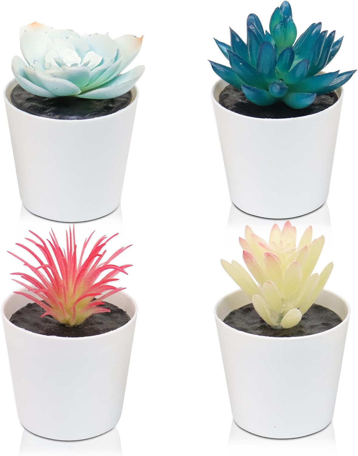 Uguisu Flores coloridas en maceta falsas, suculentas artificiales, suculentas falsas, pequeñas plantas falsas, coloridas plantas suculentas