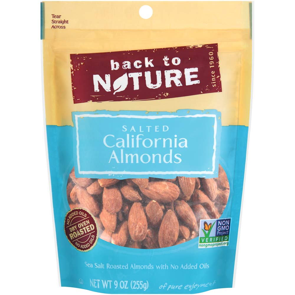 Back to Nature Almendras de California tostadas con sal marina sin OMG, 9 onzas
