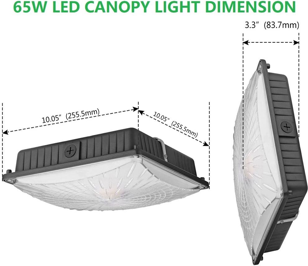 1000LED Paquete de 4 luces LED para toldo, 65 W, lámparas de techo de 8000 lúmenes, luz diurna 5000 K, reemplazo HIDHPS de 250 W, estación de