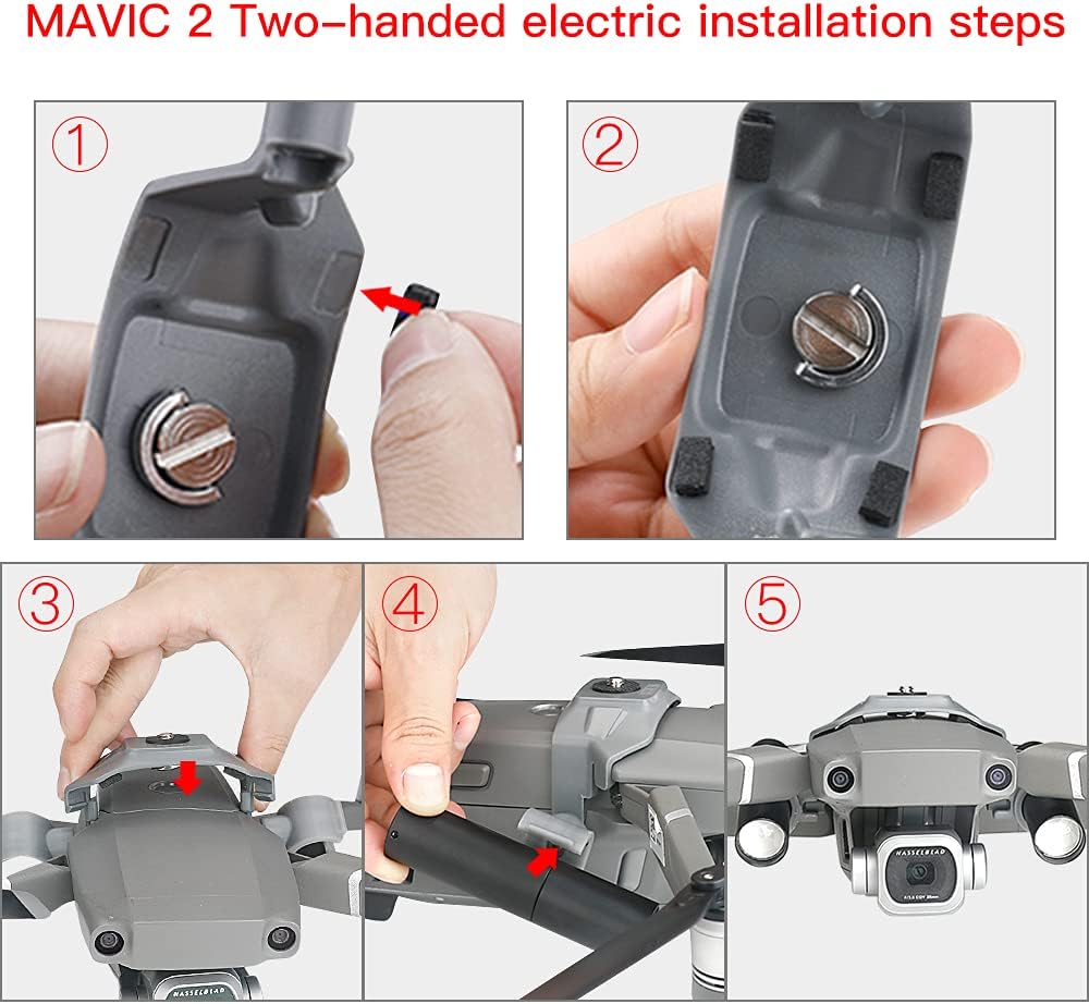 Qmint Soporte de reflector Mavic 2, linterna de vuelo nocturno giratorio LED faro adecuado para DJI Mavic 2 zoom drone (dos manos eléctricas)