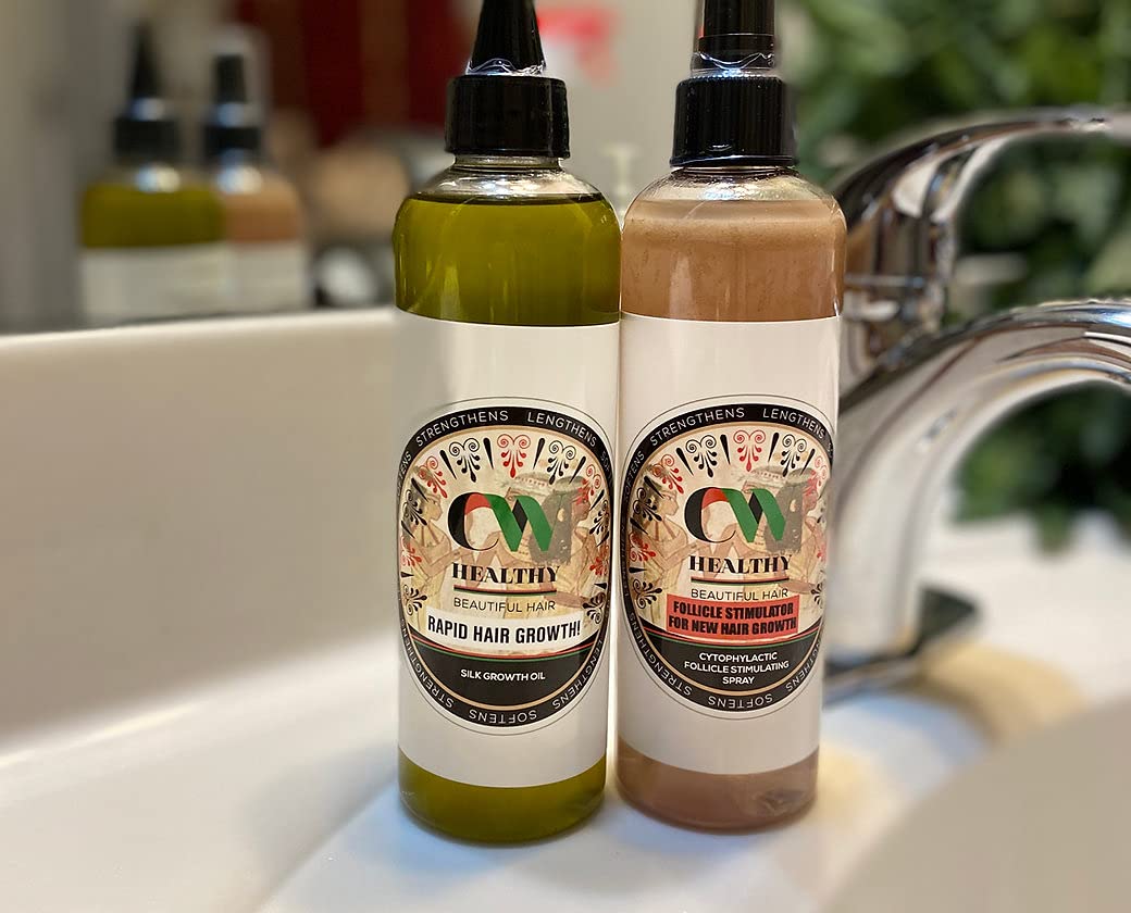 CWHaircare Set de crecimiento, el kit de iniciación de 2 piezas para el cuidado del cabello CW ayuda a hacer crecer tus bordes y coronar la espalda