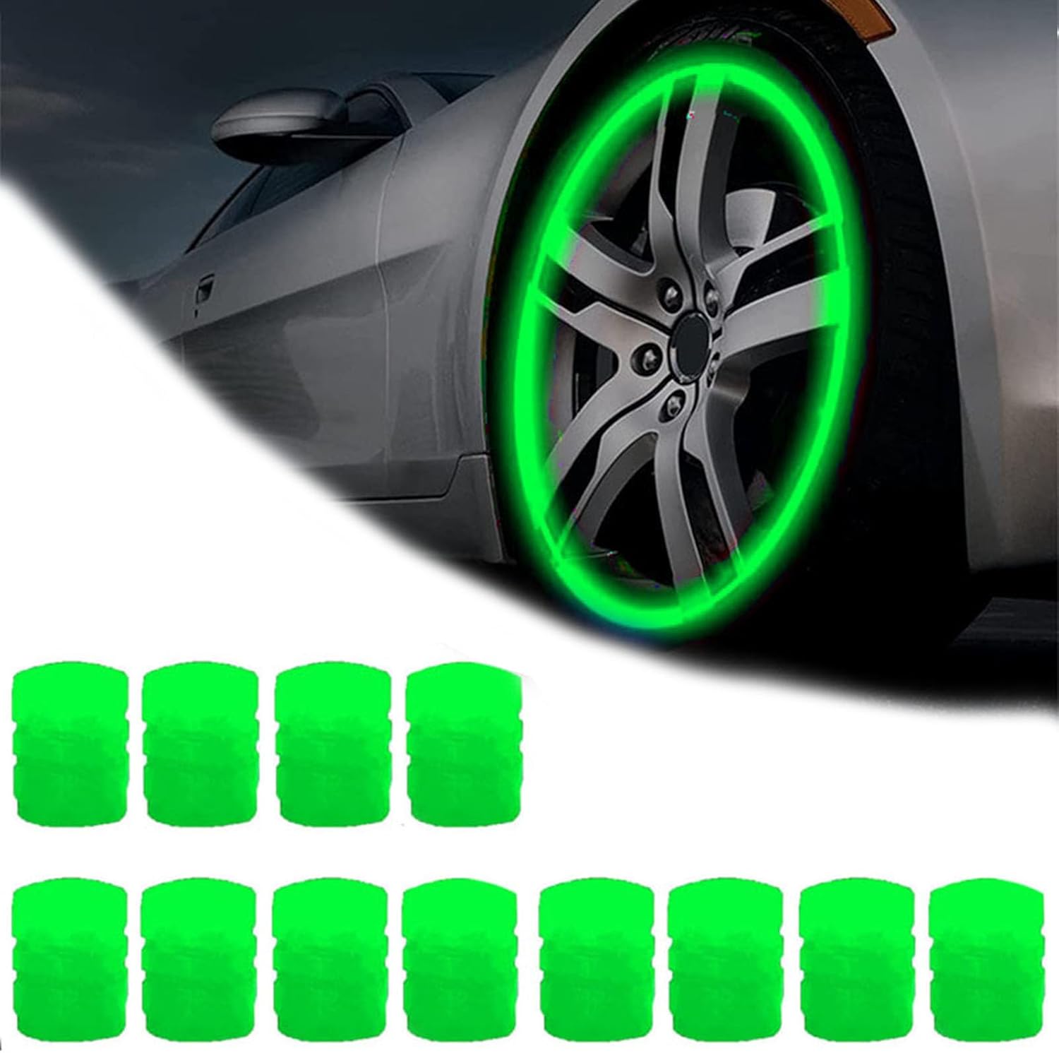 GlowValve – Tapón de válvula que brilla en la oscuridad, tapones de válvula Webdiennuoc, tapones luminosos para válvulas de neumáticos, tapones