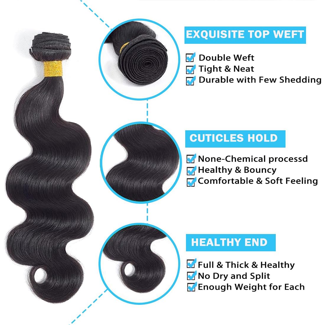 Cirvty – Paquete de cabello humano ondulado de 20 pulgadas, 1 manojos de cabello virgen brasileño 100% sin procesar, paquetes de cabello humano de