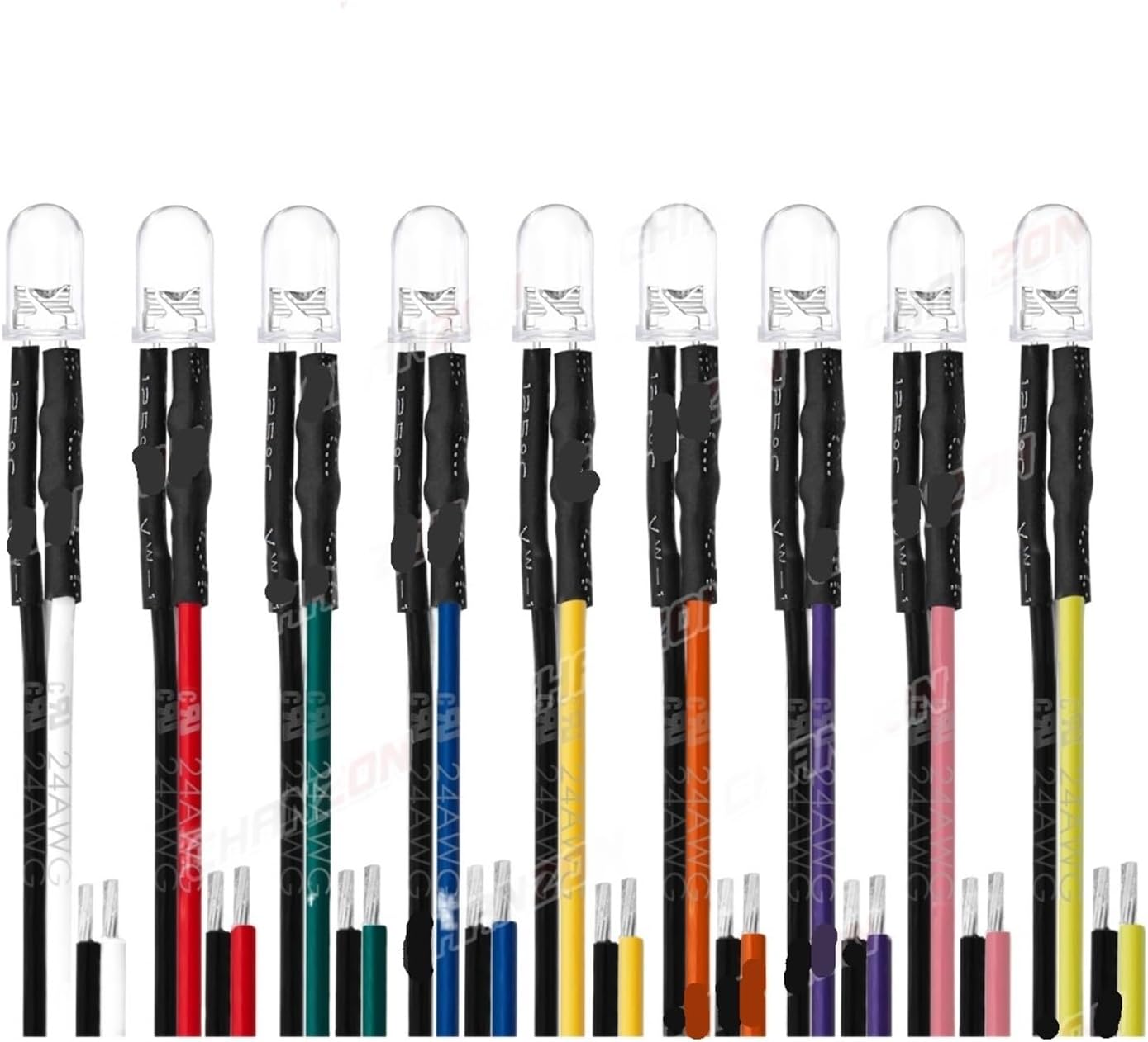 10 PCS 12V 5mm LED Diode Kit Warm White Red Green Blue Yellow Orange UV Purple Pink Prewired 5 9 12 V Light Emitting Indicator RC Lamp (Color