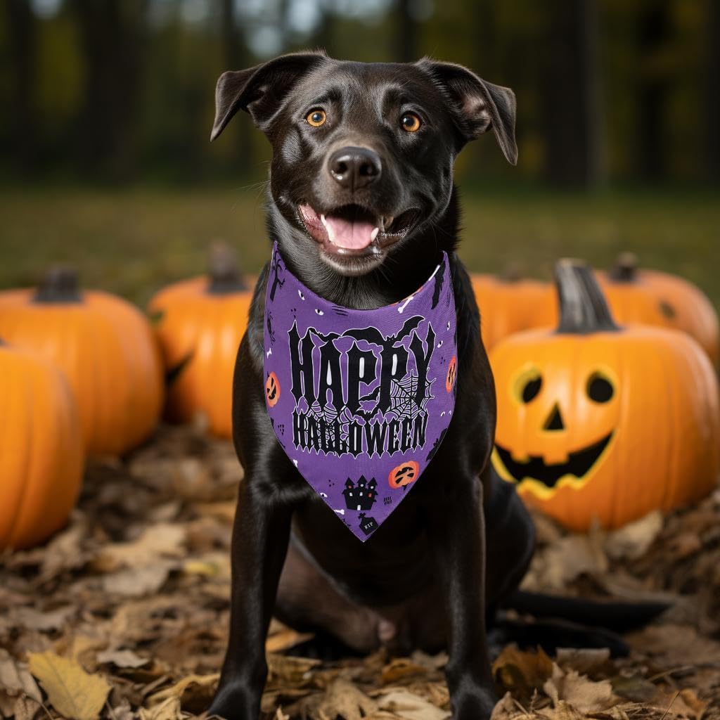 Bandana de Halloween para perros  2 pañuelos triangulares ajustables para mascotas para todas las razas  Pañuelo lavable para cachorros de Acción de
