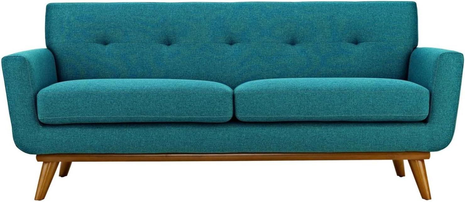 Modway Engage – Sillón de una pieza tapizado con tela y sofá de dos piezas de estilo de mediados de siglo, Tela, Verde azulado