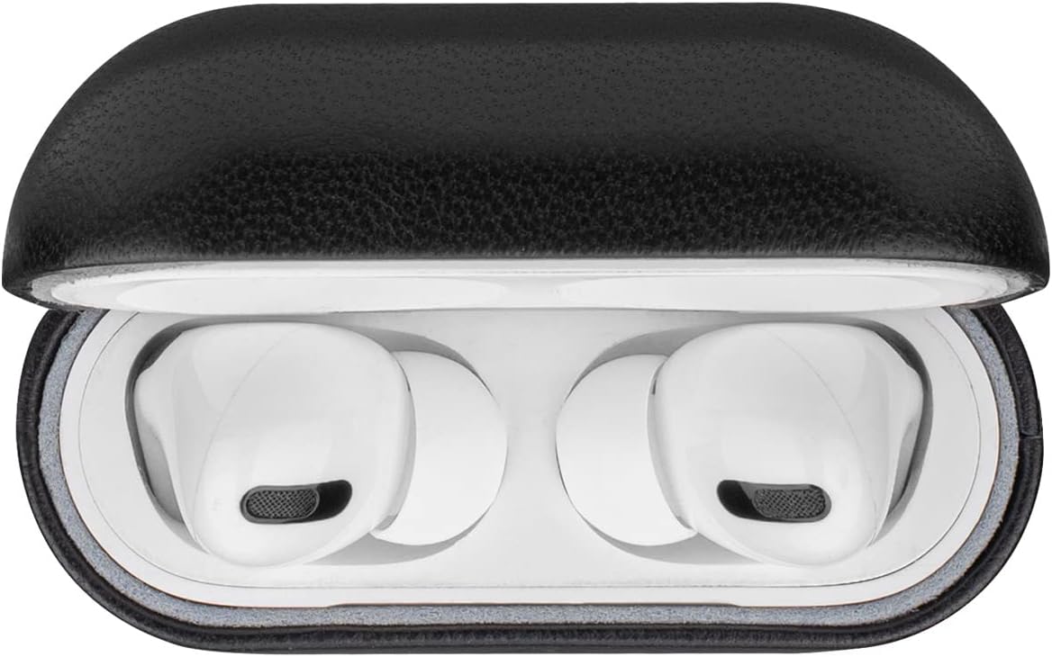 Lopie Funda de piel negra para AirPods Pro de 2 generación