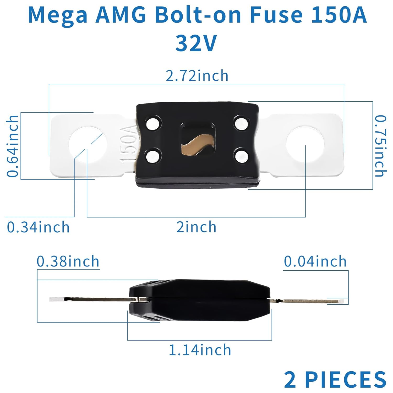 Fusibles MEGAAMG de 150 A  Fusibles atornillados mejorados para automóviles, camiones, barcos automotrices, barcos, casas rodantes, motocicletas,