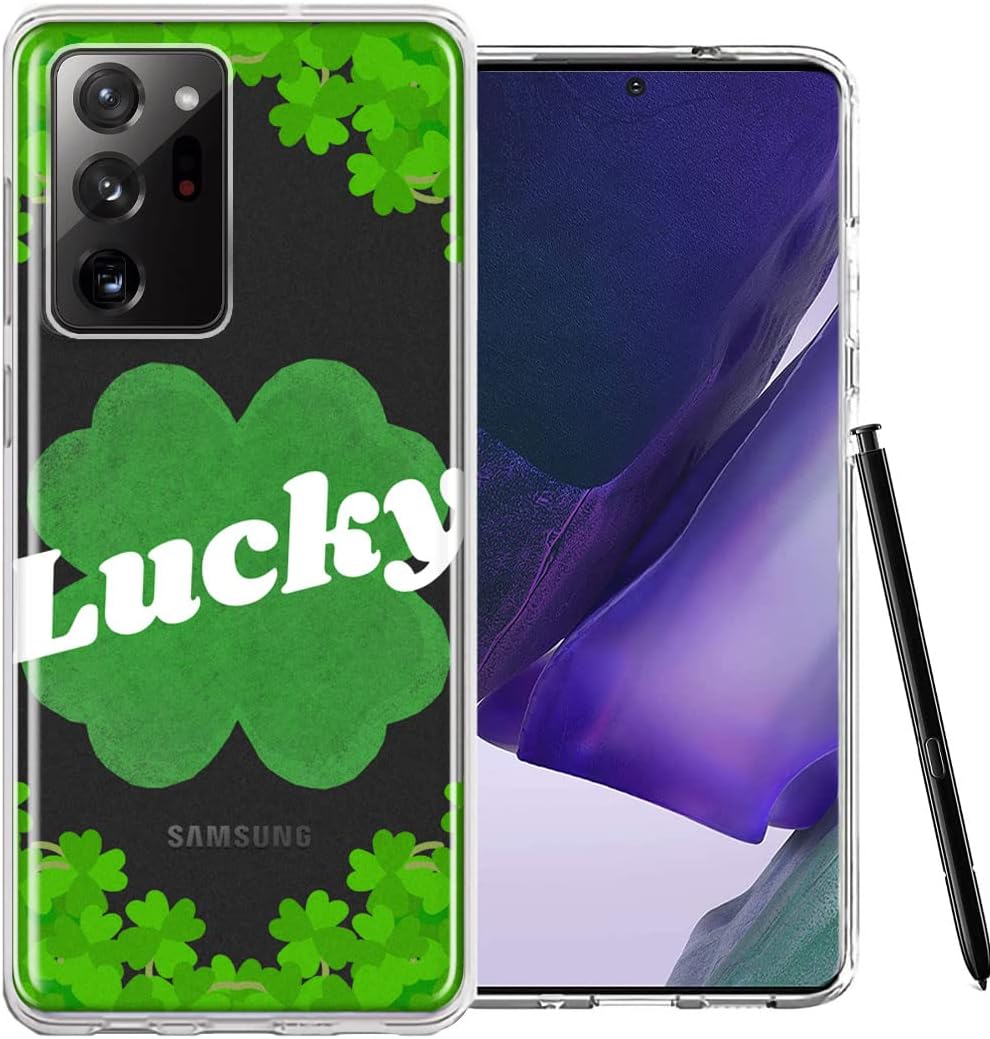 Mundaze – Para Samsung Galaxy Note 20 Ultra Lucky St Patrick’s Day Shamrock Green Clovers Slim Hybrid a prueba de golpes, carcasa rígida suave
