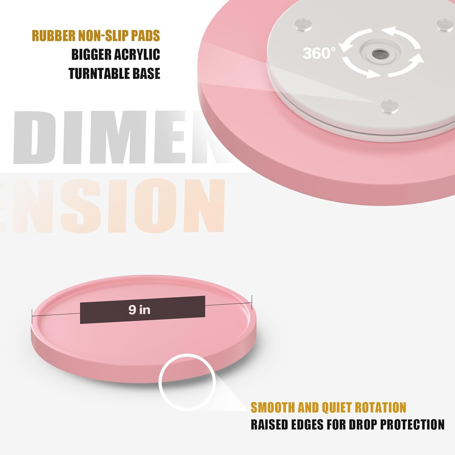 Bandeja giratoria de 360 para tocador de baño, bandeja giratoria de bambú de 9 pulgadas para perfume, vela, jabón, bandejas para el cuidado de la