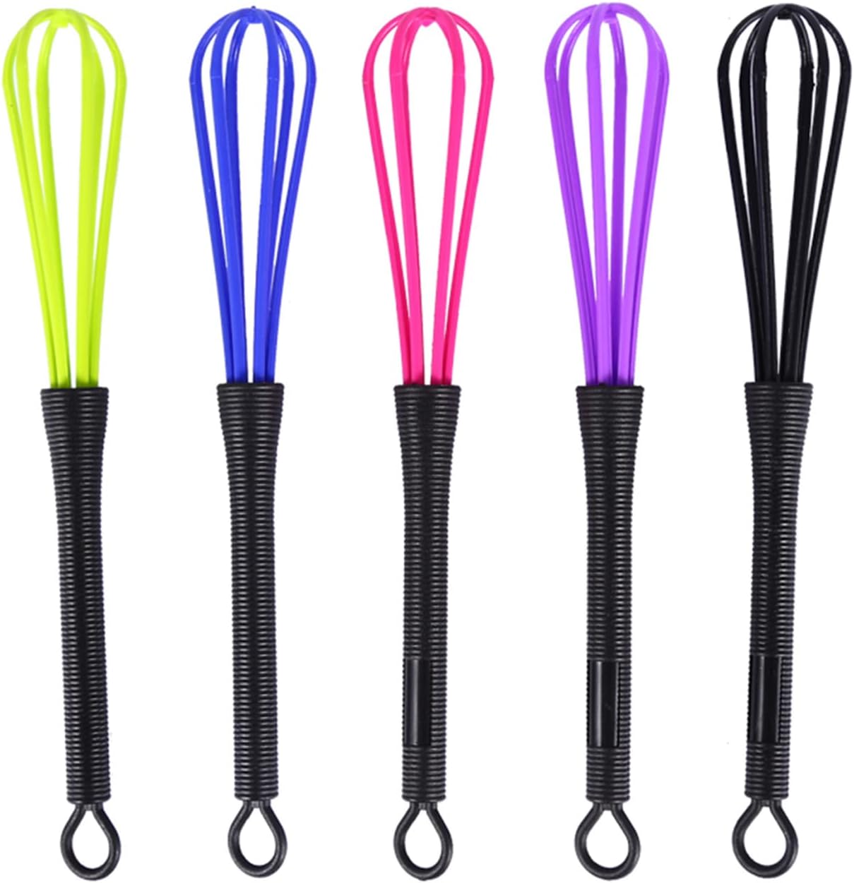 Juego de batidores de plástico, 5 piezas de mini tinte para el cabello, agitador de crema, multicolor, herramienta mezcladora de cocina, salón de