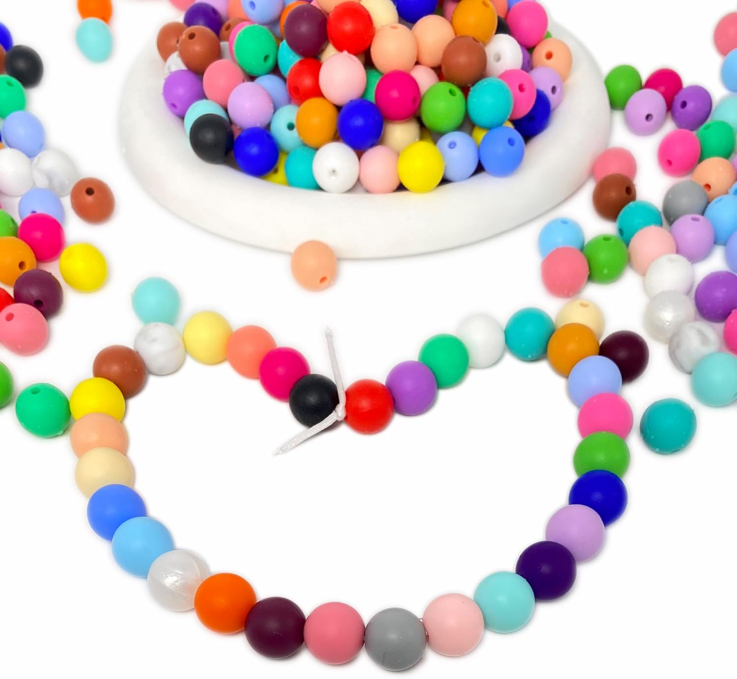 300 cuentas de silicona, cuentas redondas de silicona de 0.472 pulgadas a granel para hacer llaveros, 30 colores, cuentas focales de silicona,