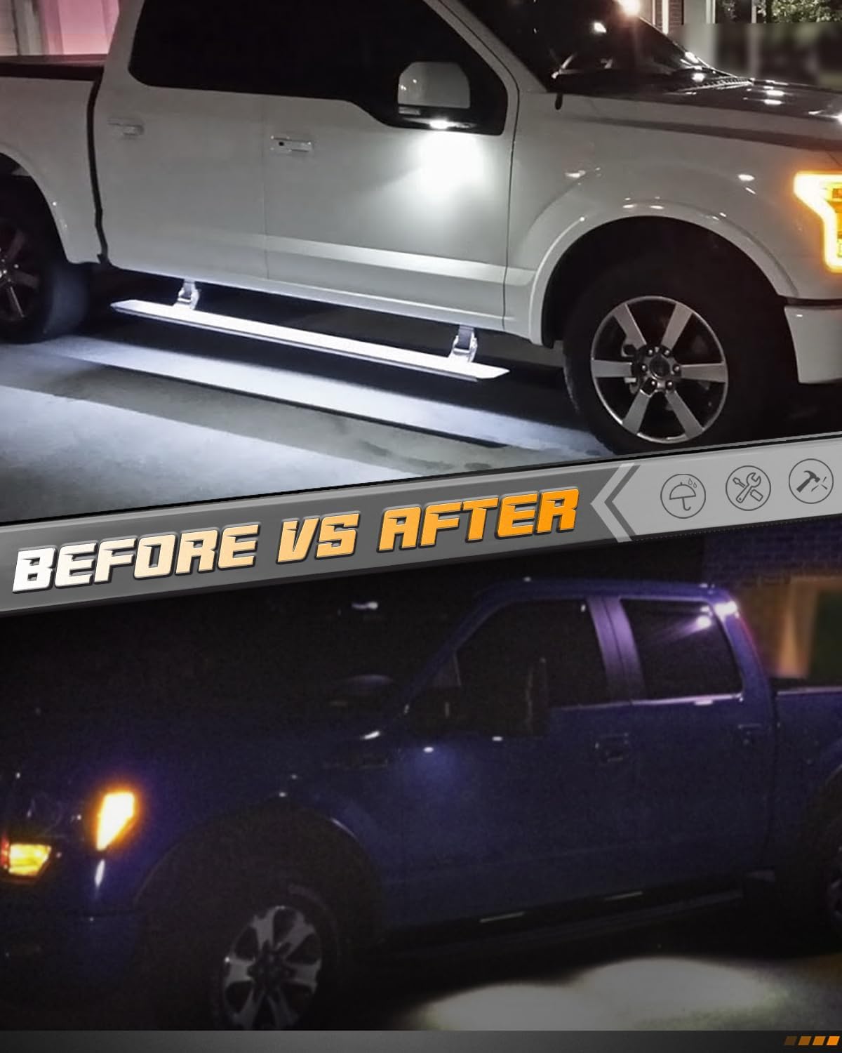 HERCOO 2 luces LED para espejo lateral, compatibles con Ram 1500 2019-2023, 6000 K, color blanco