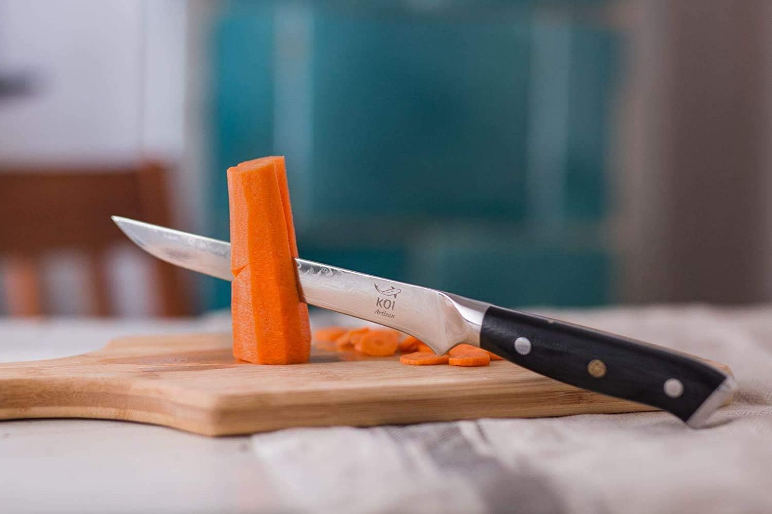 KOI ARTISAN Cuchillo de fileteado para deshuesar, cuchillo de fileteado de hoja de 6 pulgadas, cuchillo de carnicero para deshuesar pescado y carne,
