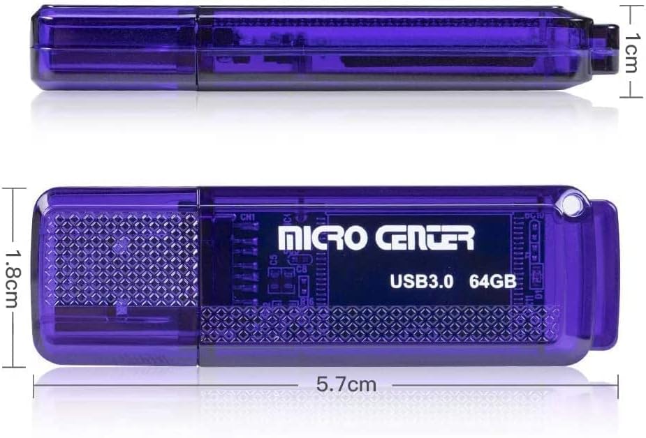 INLAND Micro Center Super Speed – Paquete de 20 unidades flash USB 3.0 de 64 GB de memoria USB 3.0, almacenamiento de datos, unidad de salto a