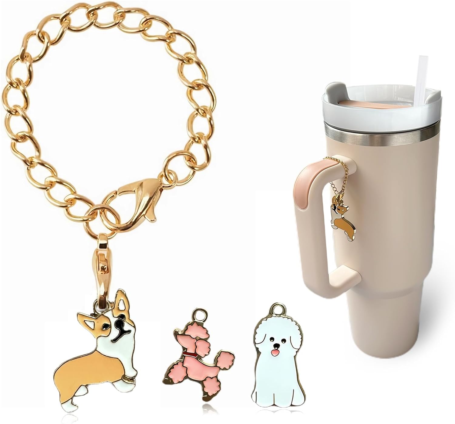 Abalorio para accesorios de copa Stanley, lindo dije de perro para StanleySimple ModernYeti Cup con asa, Stanley Cup Charms para accesorios Stanley.